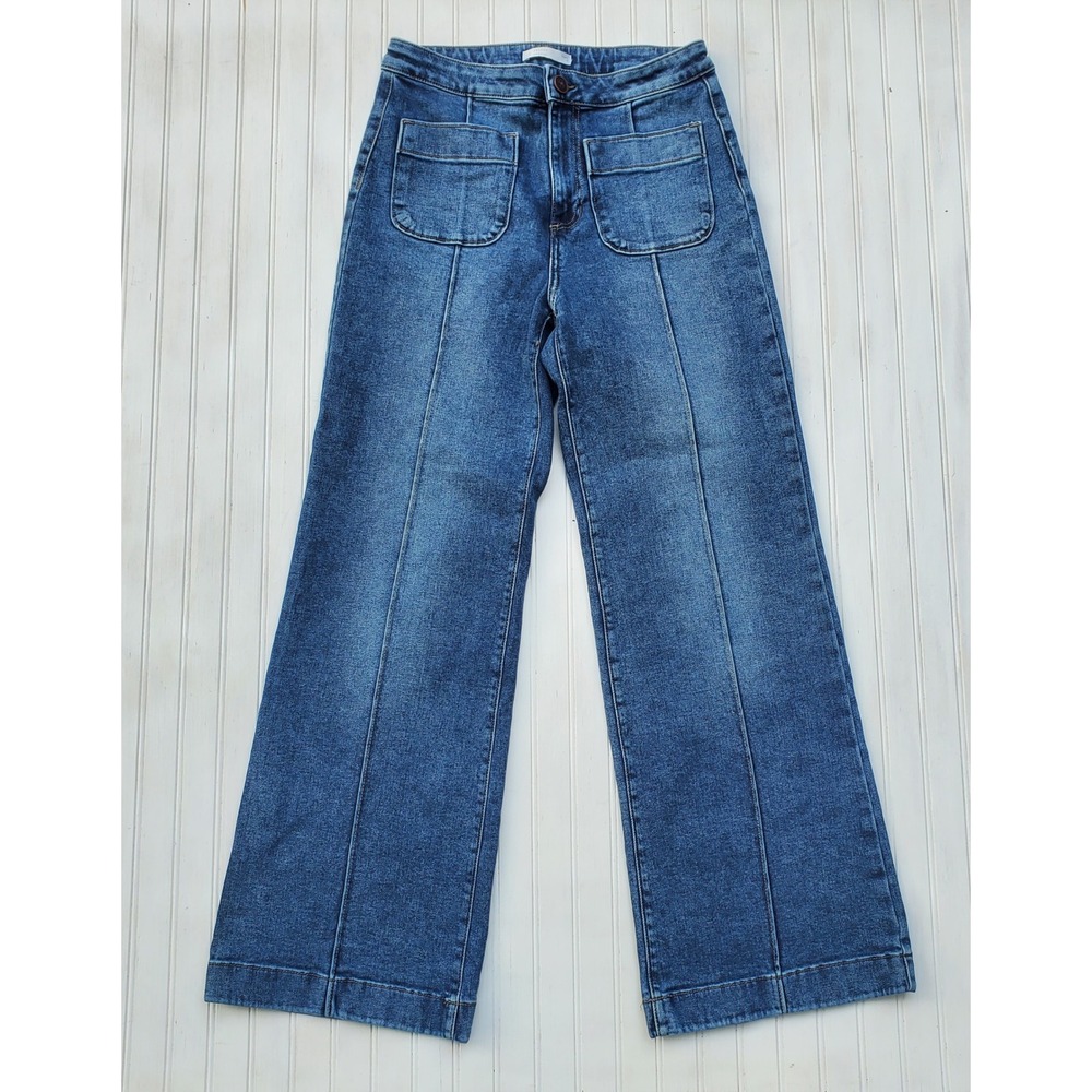 LC Lauren Conrad Wide Leg Trouser Jeans Medium Wash High Rise Size 8 Western